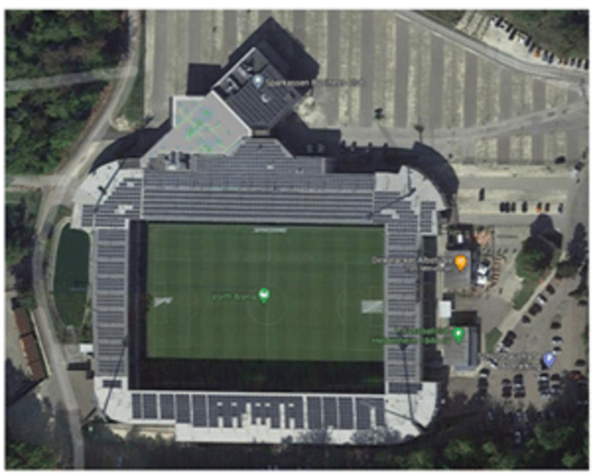 Voith Arena, home of the 1.FCH from the bird's eye view